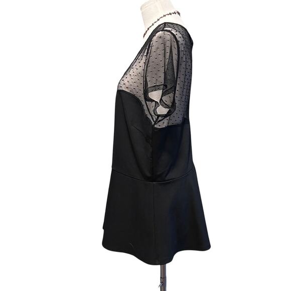Torrid Short Sleeve Sweetheart Peplum Netting Top Black Size 2 - Picture 3 of 11